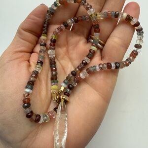 Multi Gemstone Necklace with Quartz Fish Pendant